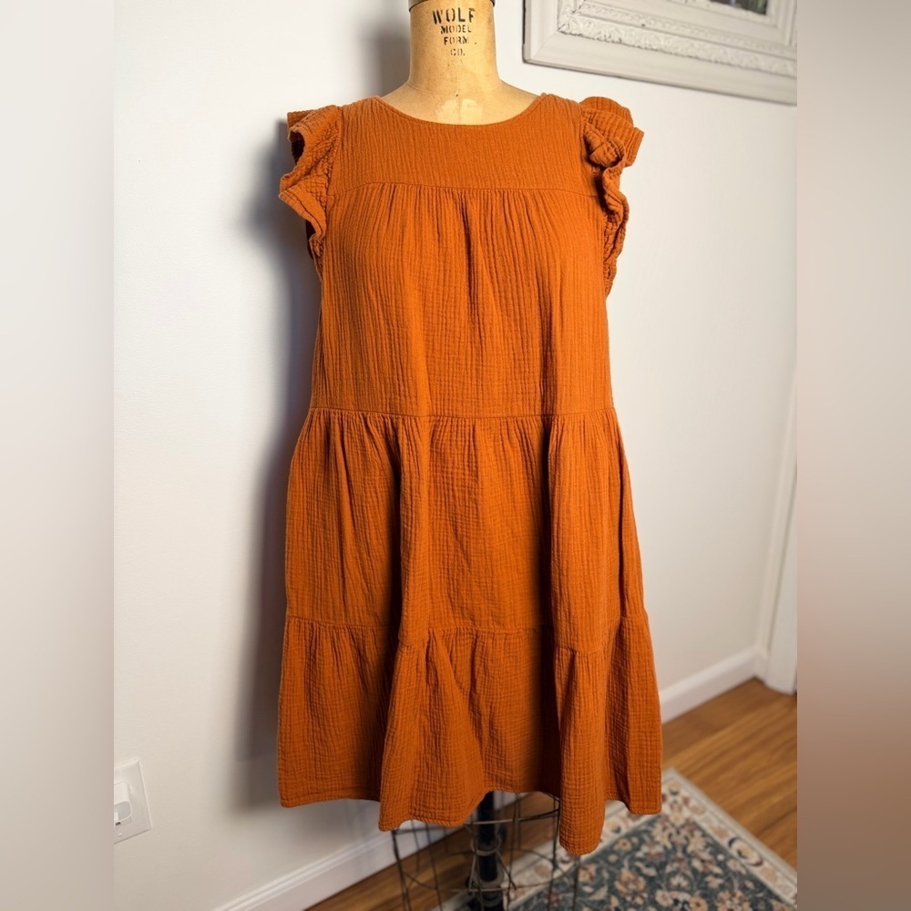 J. Crew women’s cotton burnt orange ruffle sleep dress size 10